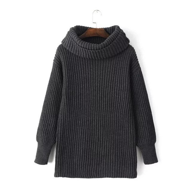 Lapel Pullover Loose High Collar Solid Sweater - May Your Fashion - 4