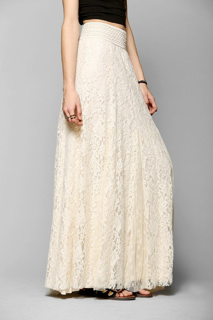 High Waist Hollow Out Lace Slim Full Skirt