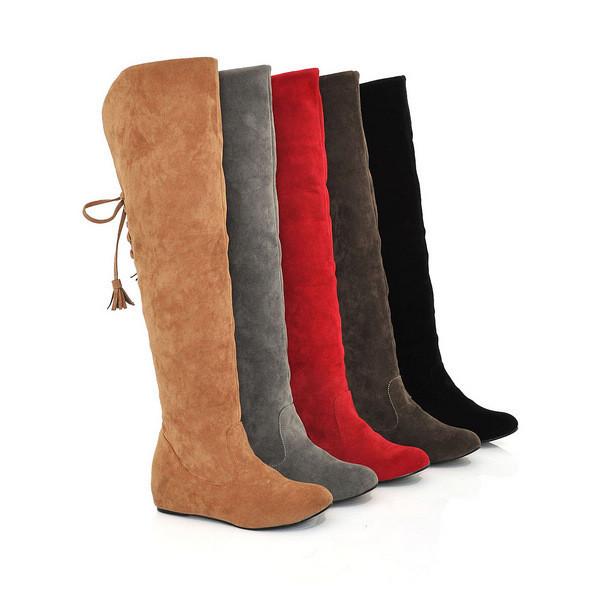 Classical Flat Thick Fur Snow Knee-High Increased Boots