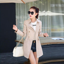 Double Breasted Lapel Lace Print Long Coat