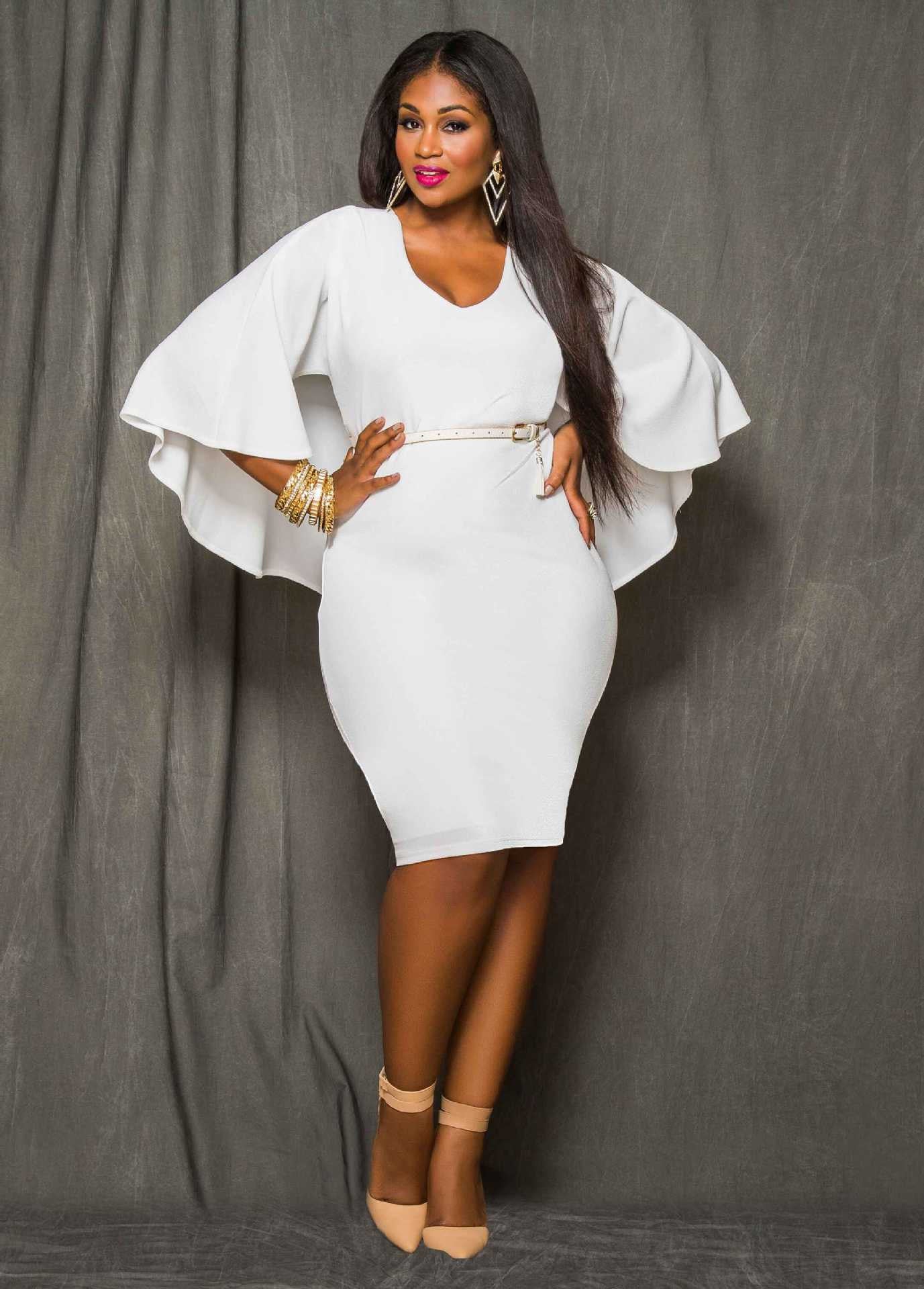 O-neck Half Sleeve Empire Knee-length Dress