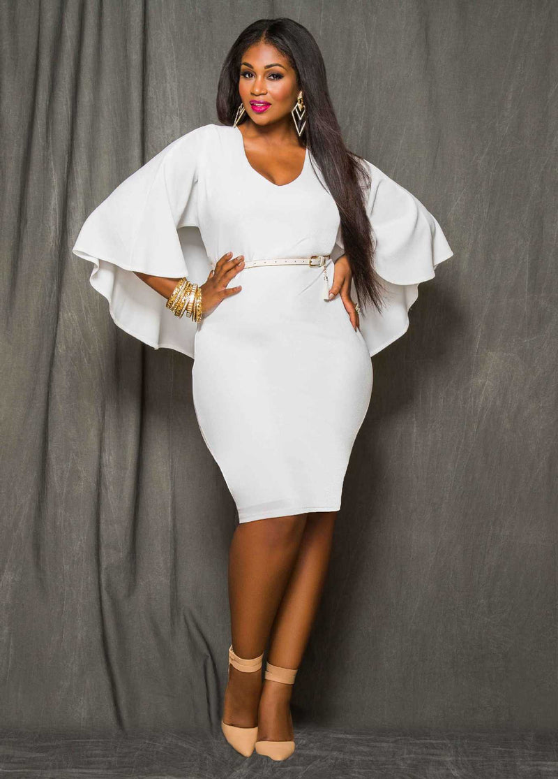 O-neck Half Sleeve Empire Knee-length Dress