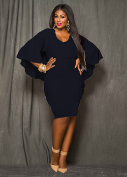 O-neck Half Sleeve Empire Knee-length Dress