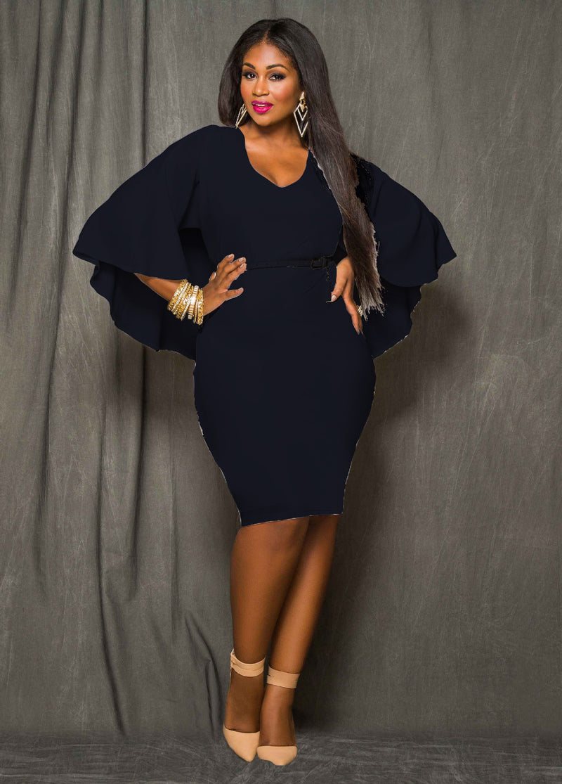 O-neck Half Sleeve Empire Knee-length Dress