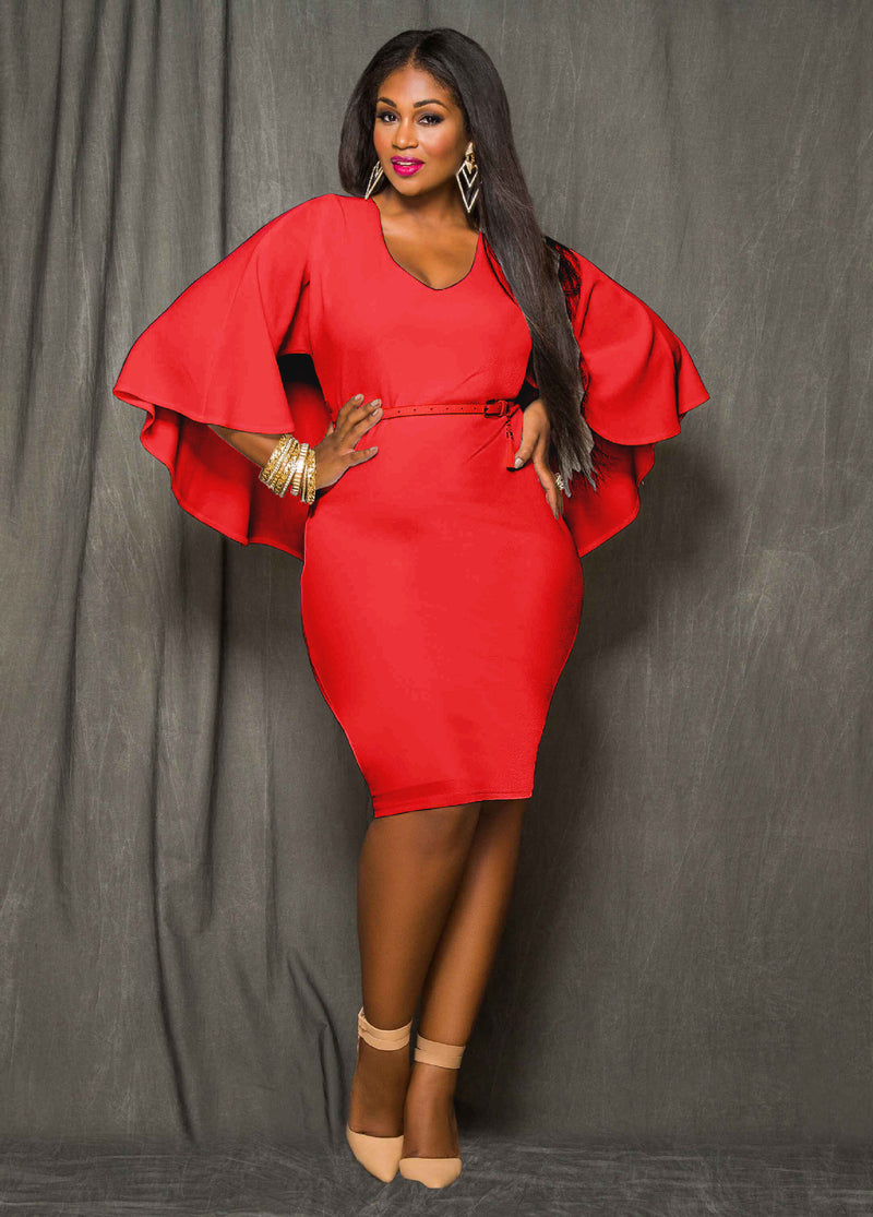 O-neck Half Sleeve Empire Knee-length Dress
