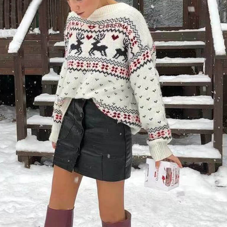 Cute Reindeer Knit Christams Sweater