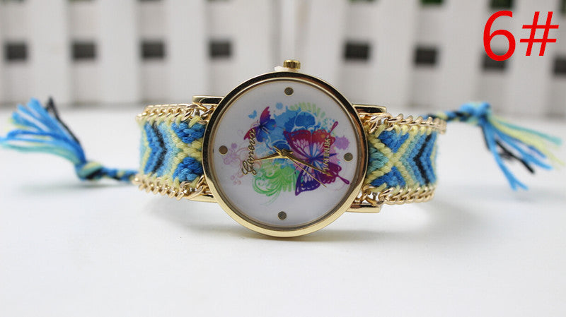 Color Matching Spinning Butterfly Flower Print Watch