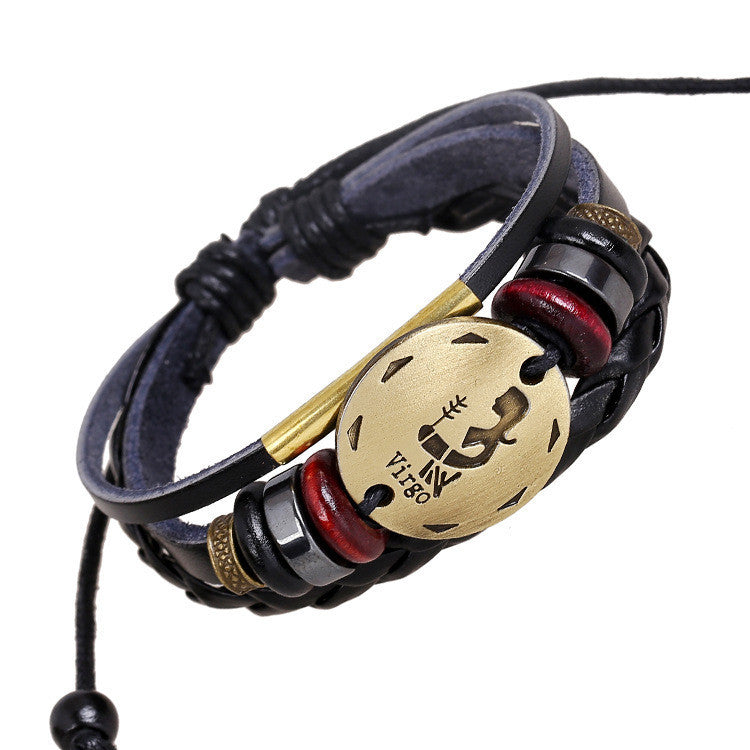 Virgo Constellation Woven Leather Bracelet
