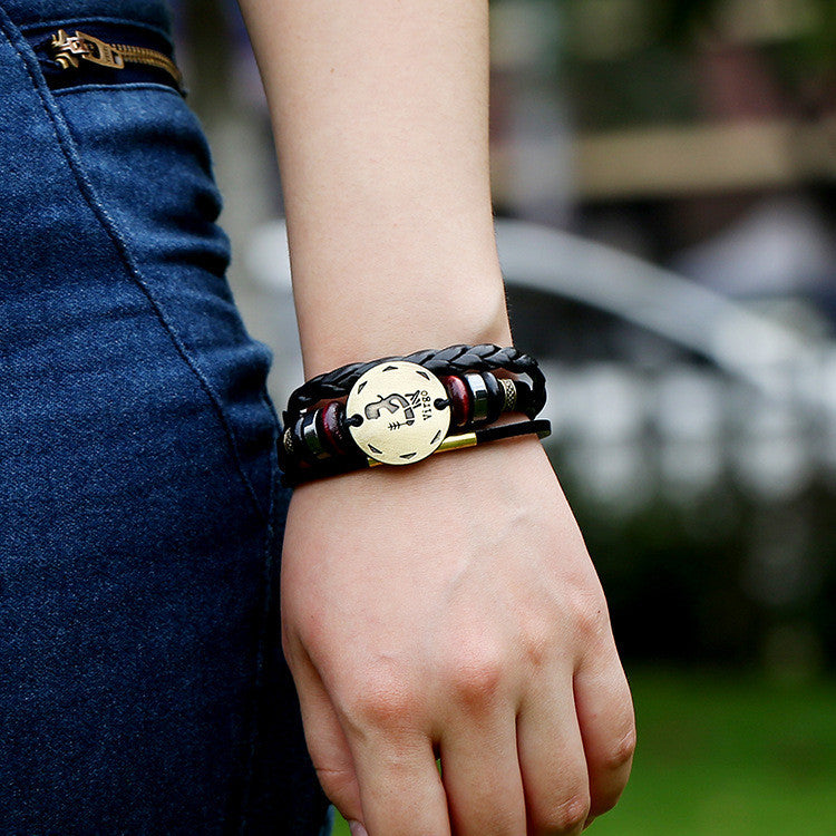 Virgo Constellation Woven Leather Bracelet