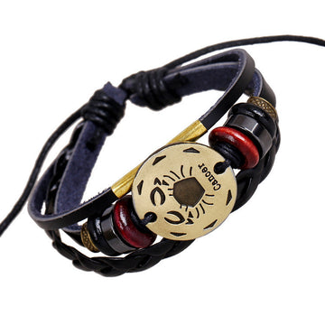 Cancer Constellation Woven Leather Bracelet