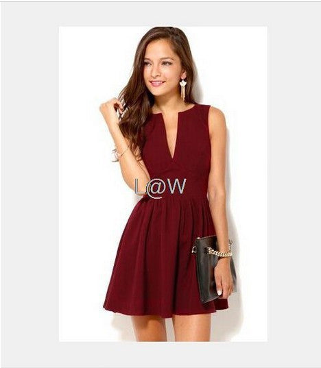 Sexy Sleeveless Deep V-neck High Waist Dress