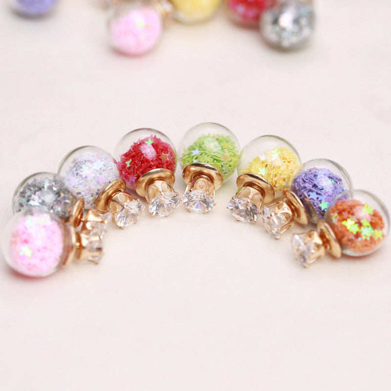 Fashion Glass Ball Color Star Earring