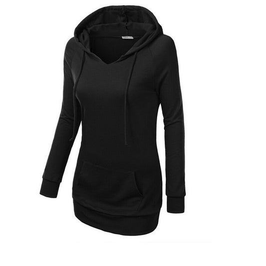 Solid Color Hooded Long Sleeve Pullover Slim Hoodie - May Your Fashion - 2