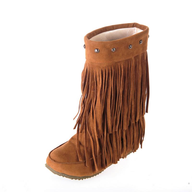 Increased Long Tassel Rivet Fashion Boots