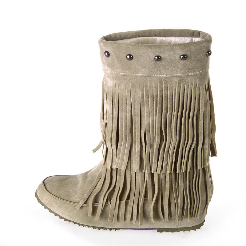 Increased Long Tassel Rivet Fashion Boots