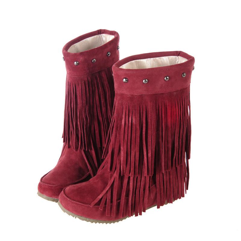 Increased Long Tassel Rivet Fashion Boots