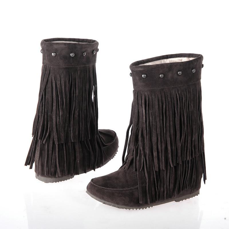 Increased Long Tassel Rivet Fashion Boots