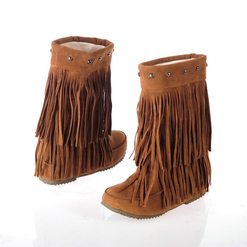 Increased Long Tassel Rivet Fashion Boots