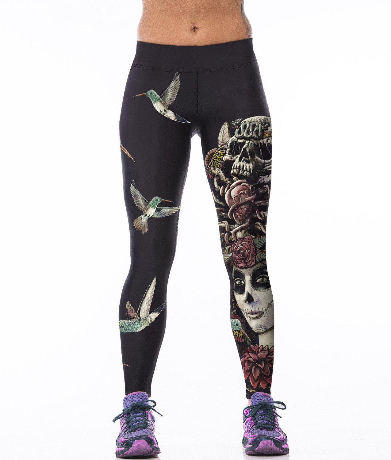 Low Waist Flower Print Skinny Elastic Youga Sport Leggings