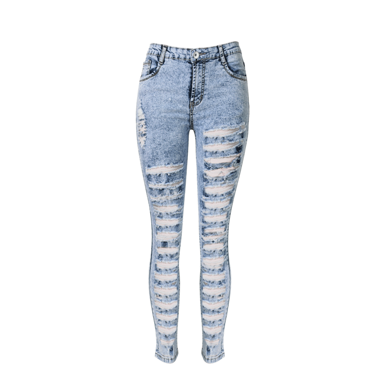 Snow White Straight Ripped Holes High Waist Skinny Plus Size Jeans - Meet Yours Fashion - 4