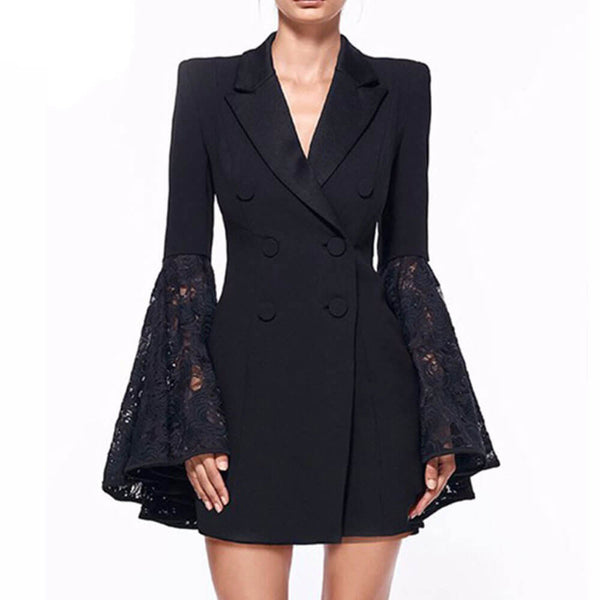 Long Bell Sleeve Blazer Dress