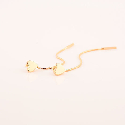Heart-Shaped Chain Tassel Earrings