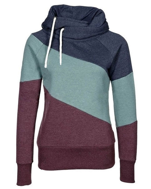Color Block Patchwork High Neck Sport Hoodie - May Your Fashion - 5