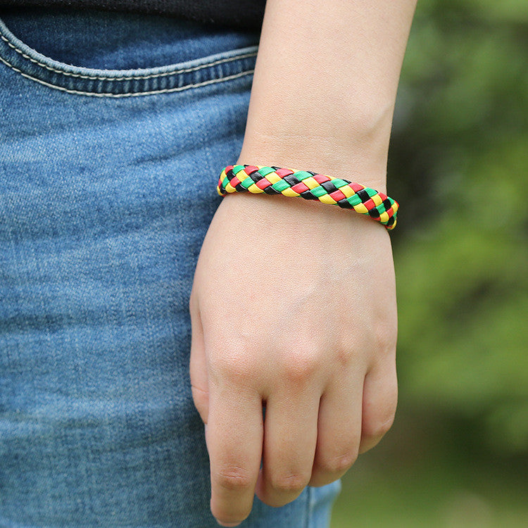 Fashion PU Hand Woven Bracelet
