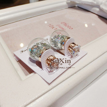 Fashion Glass Ball Color Star Earring