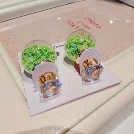 Fashion Glass Ball Color Star Earring