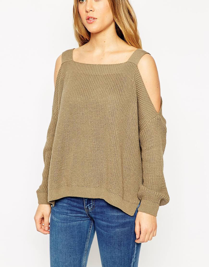 Fashion Sexy Dew Shoulder Irregular Loose Sweater