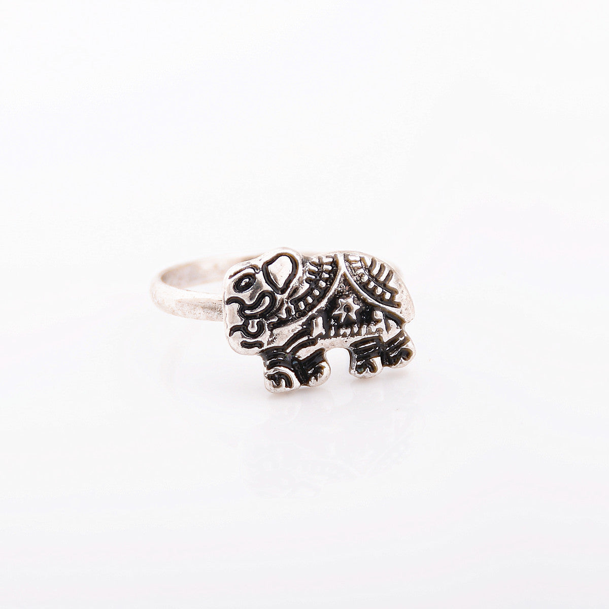 Fashion Punk 3D Digital Elephant Free Combination Ring