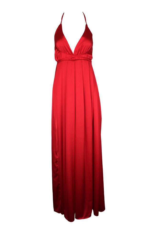Spaghetti V-neck Backless Solid Color Long Dress - May Your Fashion - 5