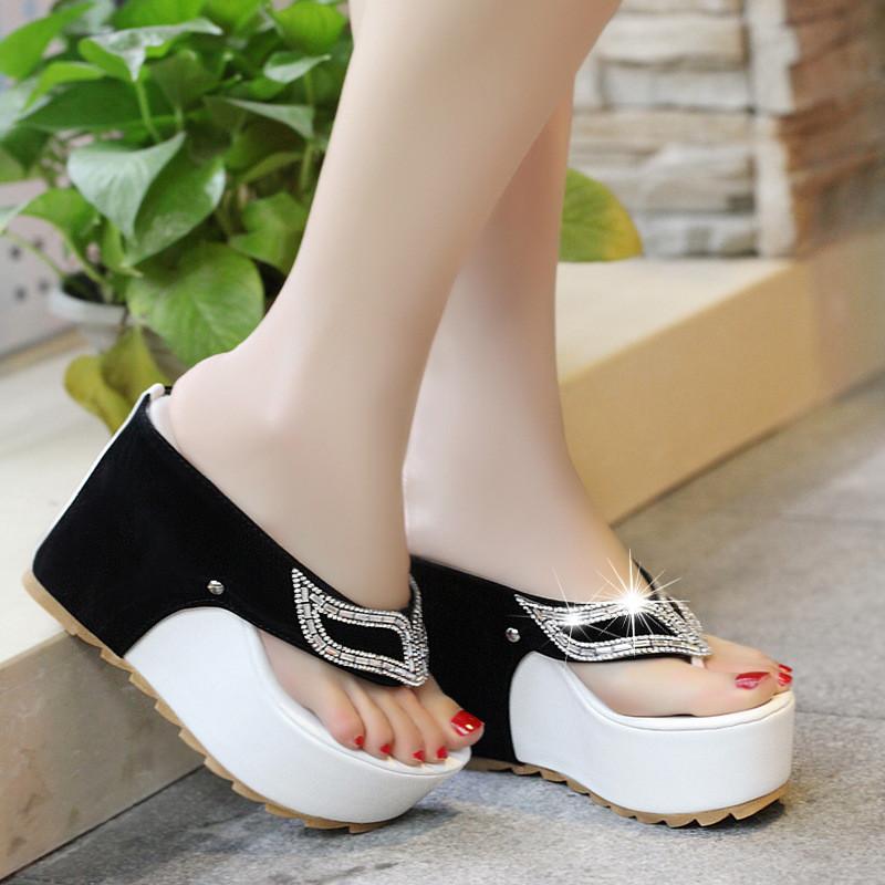 High Platform Crystal Mask Thong Sandals