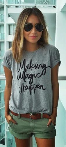 Letters Flower Print Casual Scoop Fashion Girls' T-shirt - May Your Fashion - 2
