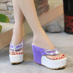 High Platform Crystal Mask Thong Sandals