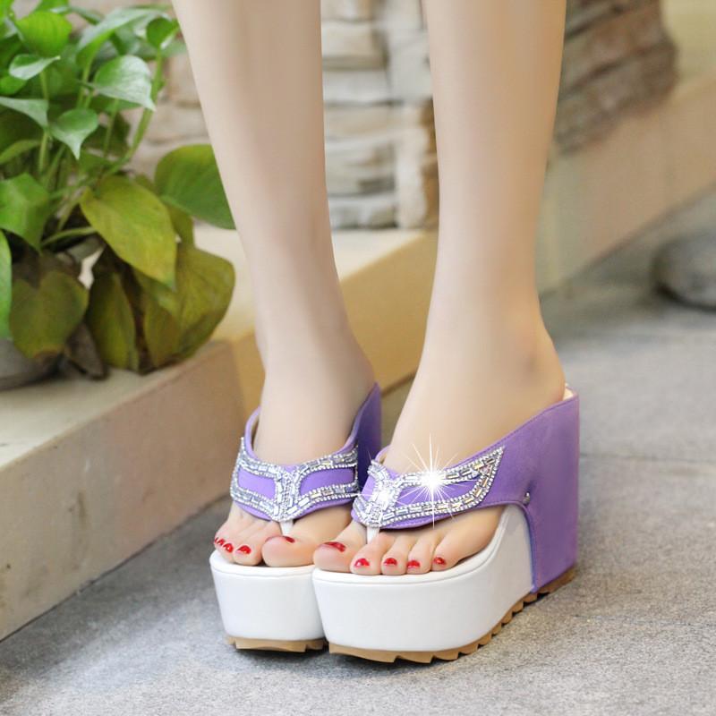 High Platform Crystal Mask Thong Sandals