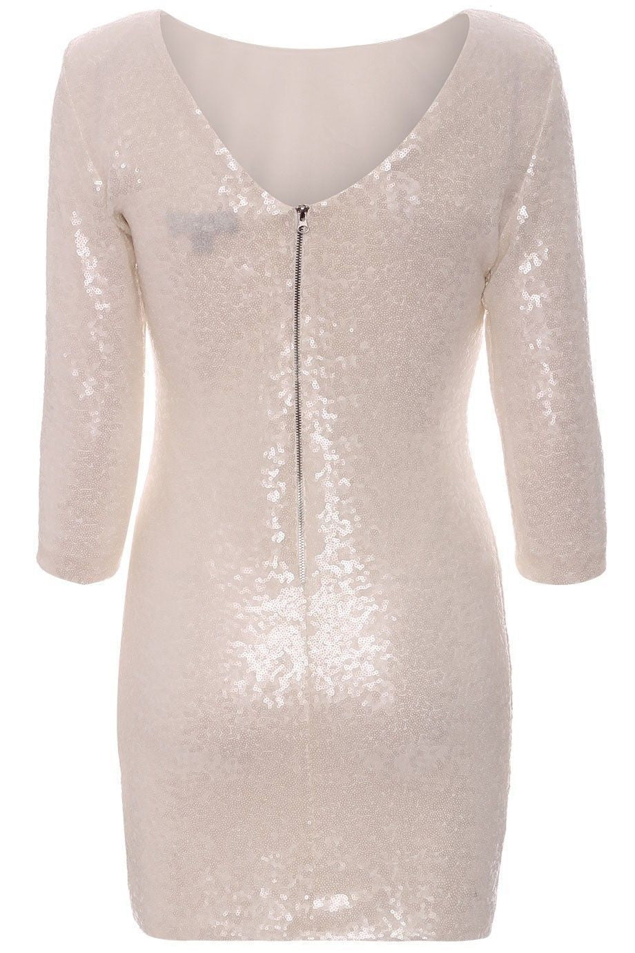 Sequin 1/2 Sleeves Skinny Pencil Club Short Dress