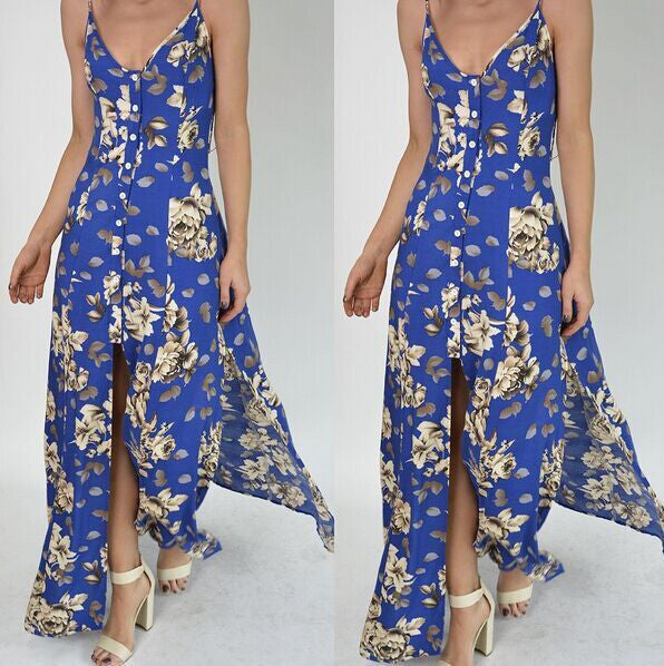 Sexy Spaghetti Strap Irregular Long Dress
