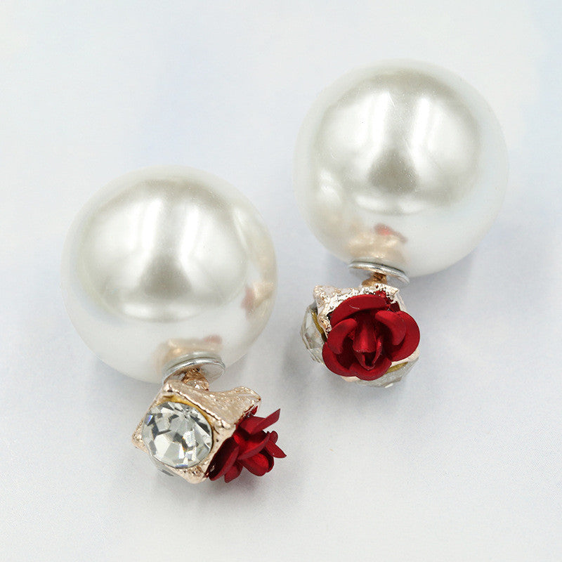 Sweet Roses Flowers Diamond Stud Earrings