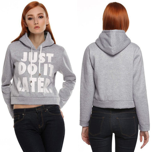 Letter Print Splicing Pullover Hooded Short Hoodie - May Your Fashion - 2