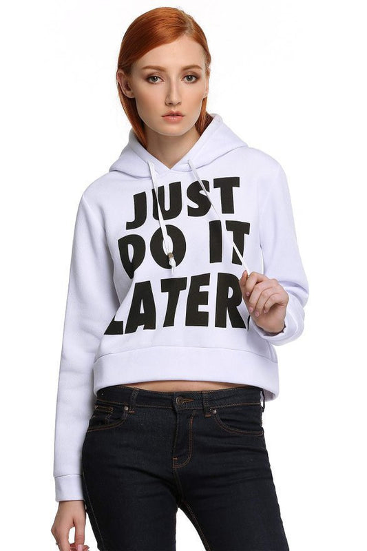 Letter Print Splicing Pullover Hooded Short Hoodie - May Your Fashion - 1