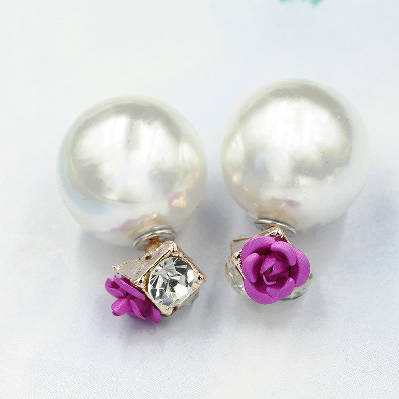Sweet Roses Flowers Diamond Stud Earrings