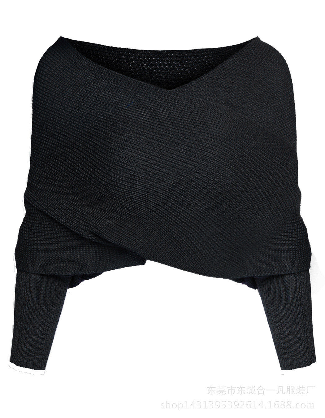 Ribbed Knit Strapless V-neck Off Shoulder Sweater - May Your Fashion - 3
