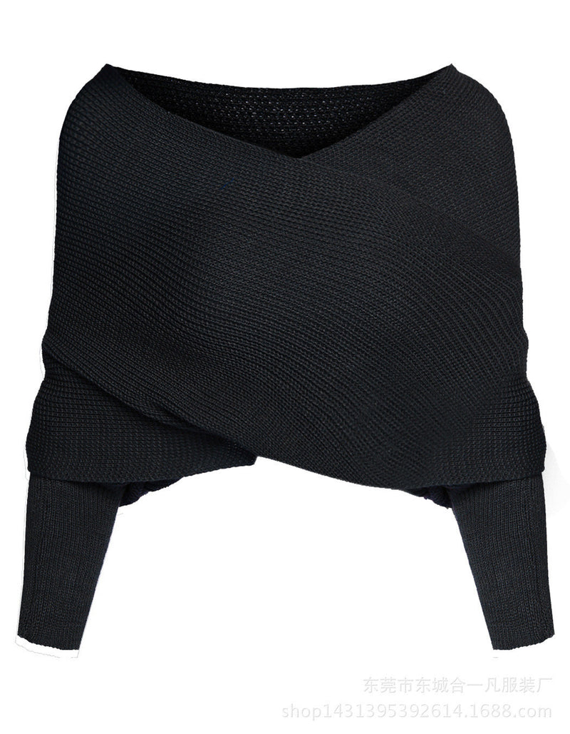 Ribbed Knit Strapless V-neck Off Shoulder Sweater - May Your Fashion - 3