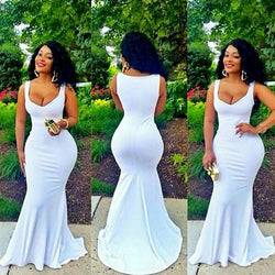 V-neck Sleeveless Solid Bodycon Mermaid Floor-length Dress - May Your Fashion - 2