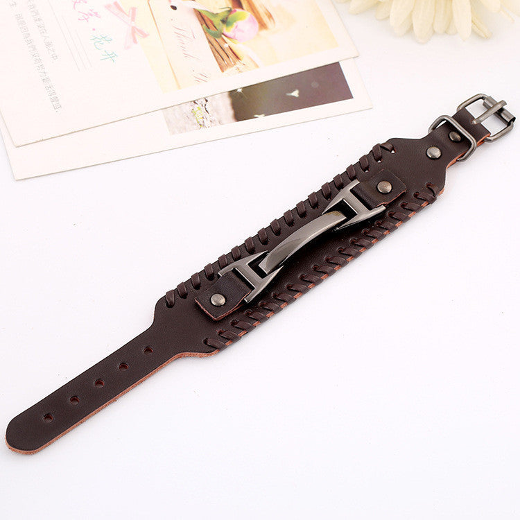 Punk Style Braided Leather Bracelet
