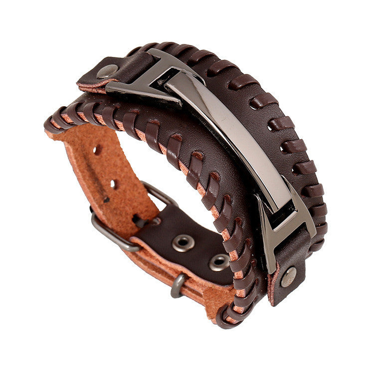 Punk Style Braided Leather Bracelet