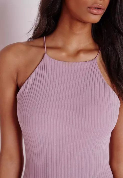 Sexy Spaghetti Strap Ribbed Texture Bodycon Short Dress