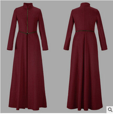 Beautiful High Neck Slim Super Long Coat